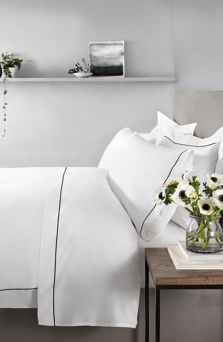 The White Company Single Row Cord 200 Thread Count Egyptian Cotton Flat Sheet, Main, color, 