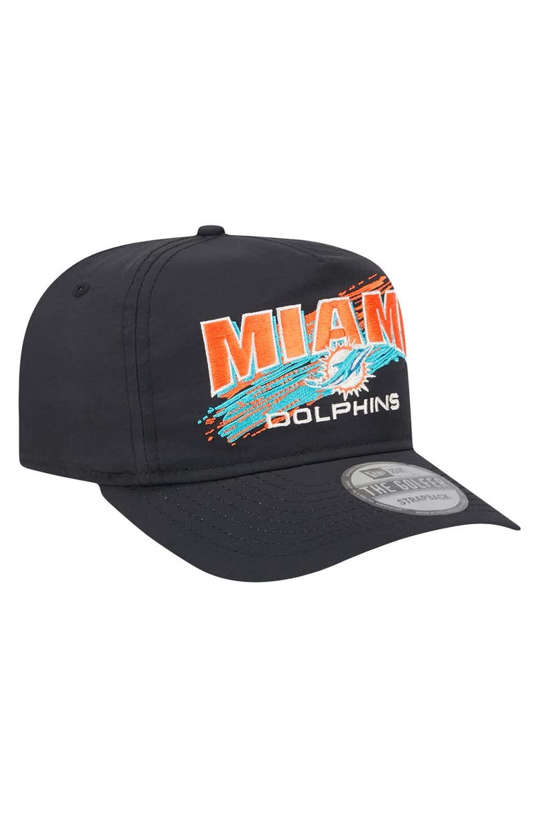 New Era Men's New Era Black Miami Dolphins Throwback Brush Golfer Snapback Hat, Alternate, color,