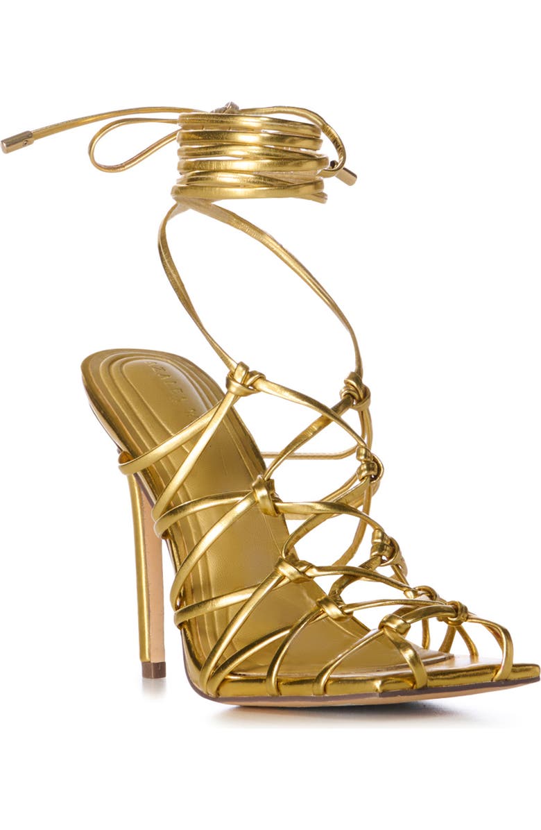 AZALEA WANG Amenra Ankle Wrap Sandal, Main, color, Gold
