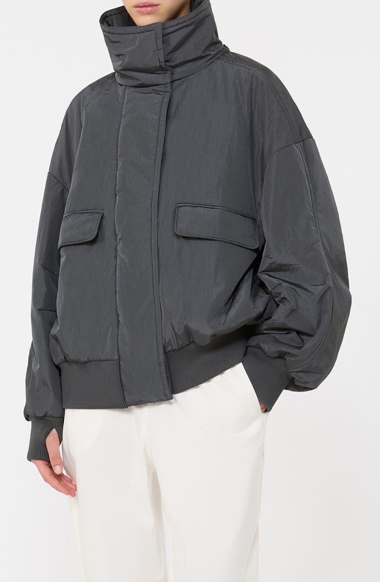 MM by Max Mara Amaca Hooded Nylon Jacket, Alternate, color, Dark Grey