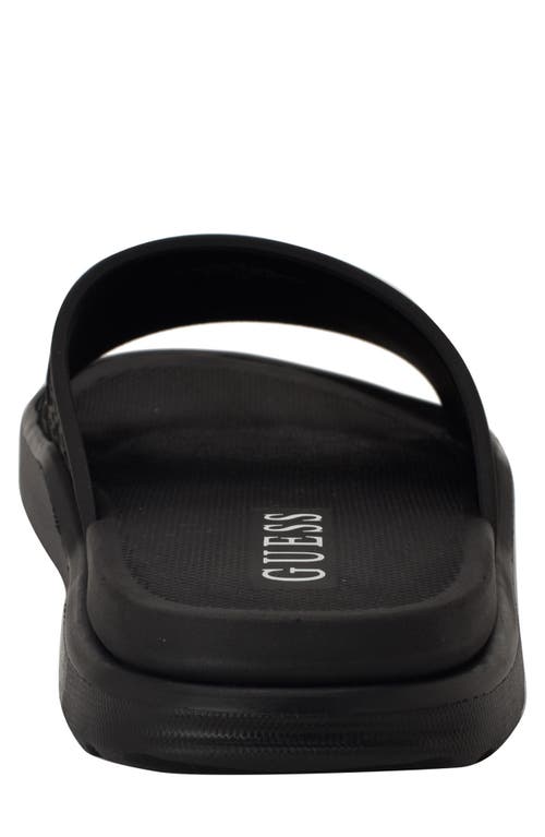 Guess Magaria Slide Sandal In Black Logo Multi