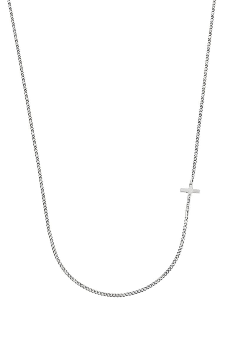 Men's Short Cross Necklace, Alternate, color, WARM SILVER