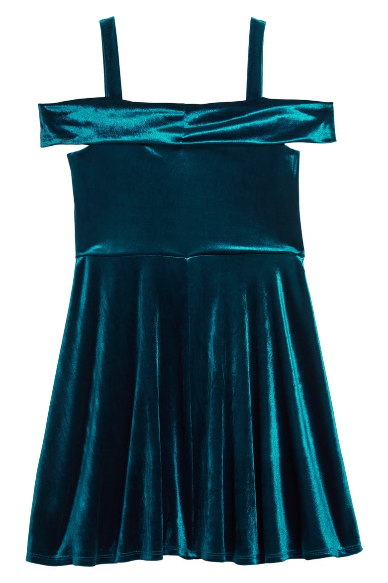 Marlyn Twist Front Velvet Dress, Alternate, color, TEAL
