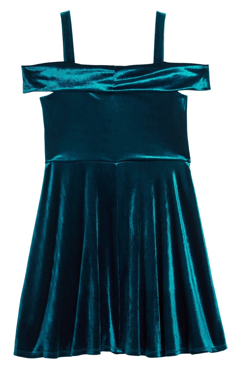Ava & Yelly Marlyn Twist Front Velvet Dress, Alternate, color, Teal