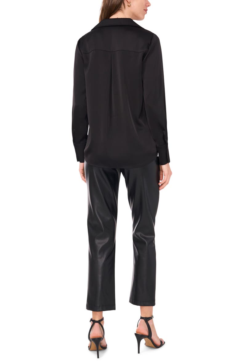 Long Sleeve Satin Button-Up Shirt, Alternate, color, RICH BLACK 060