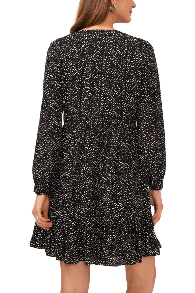 Print Long Sleeve Dress, Alternate, color, RICH BLACK