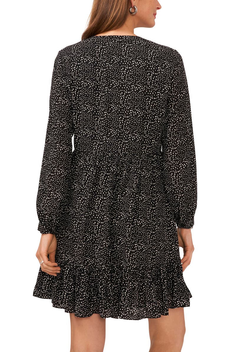 Vince Camuto Print Long Sleeve Dress, Alternate, color, Rich Black