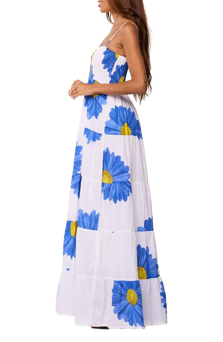 RANEES Floral Print Spaghetti Strap Maxi Dress, Alternate, color, Blue