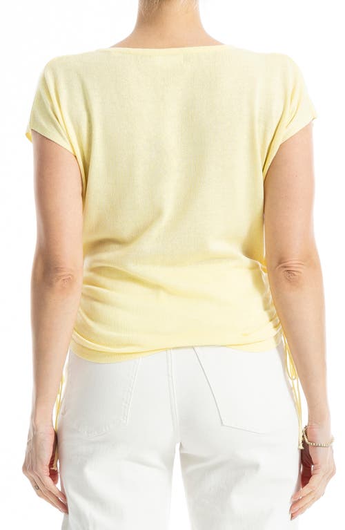 Max Studio Side Ruched Short Sleeve V-neck Sweater In Yellow