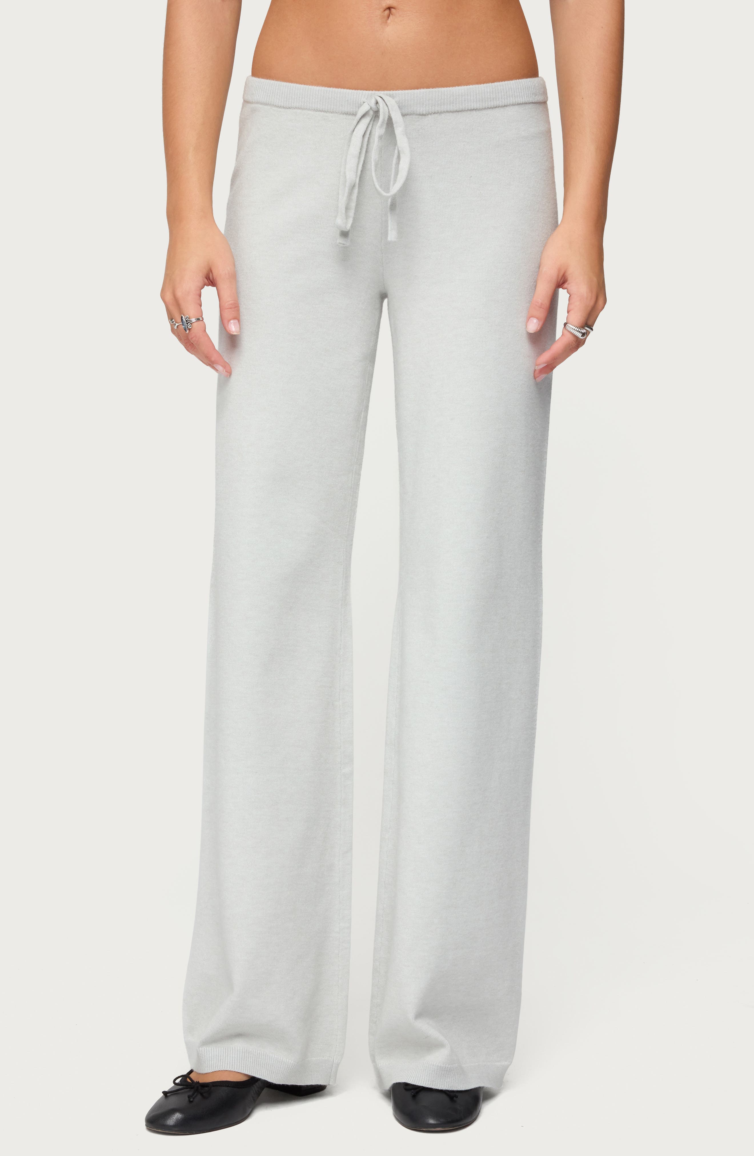 Edikted Embryn Knit Drawstring Pants In White