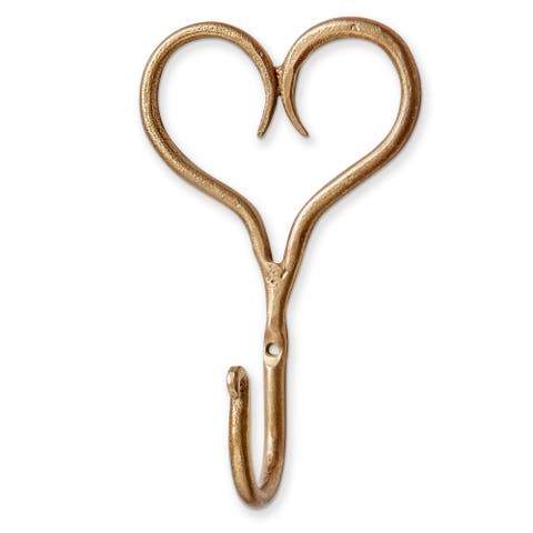 Heart Wall Hook Antique Brass Iron Everyday