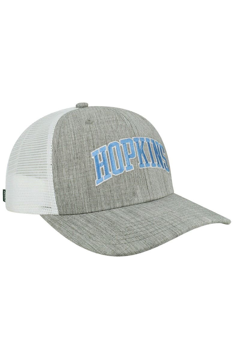 LEGACY ATHLETIC Men's Heather Gray/White Johns Hopkins Blue Jays Arch Trucker Snapback Hat, Alternate, color, 