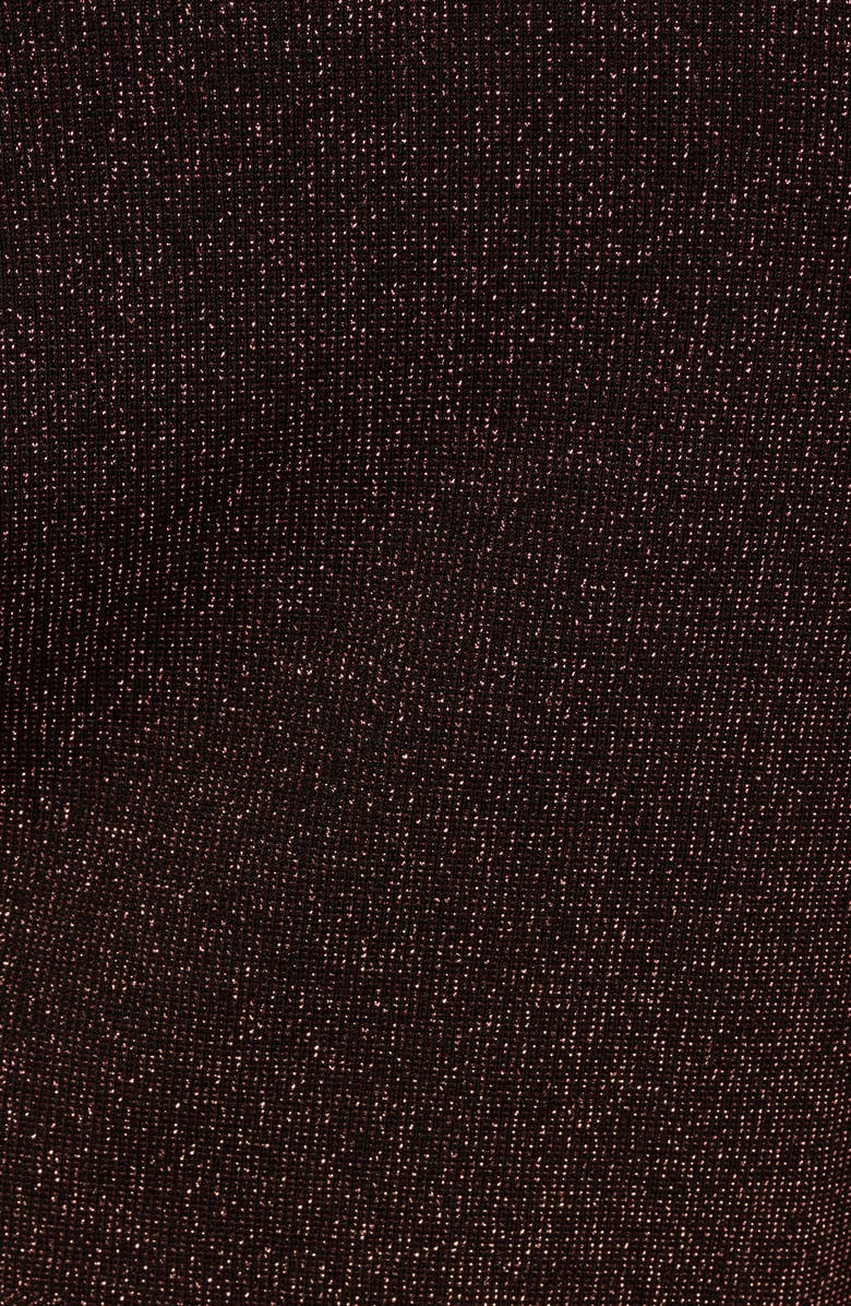 Adrianna Papell Metalllic Knit Off the Shoulder Long Sleeve Gown, Alternate, color, Chocolate