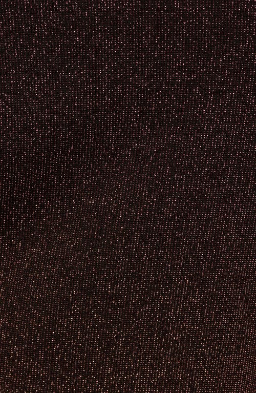 Adrianna Papell Metalllic Knit Off The Shoulder Long Sleeve Gown In Brown