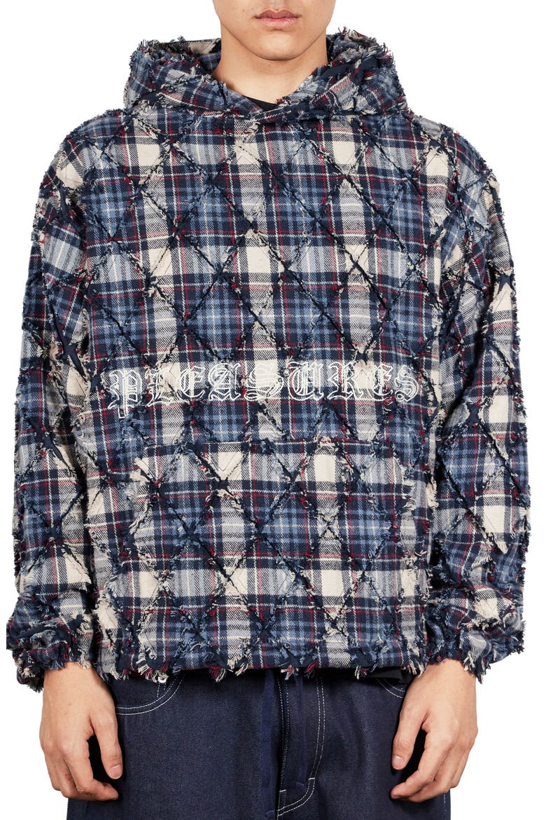 Mystic Flannel Poncho Hoodie, Main, color, NAVY