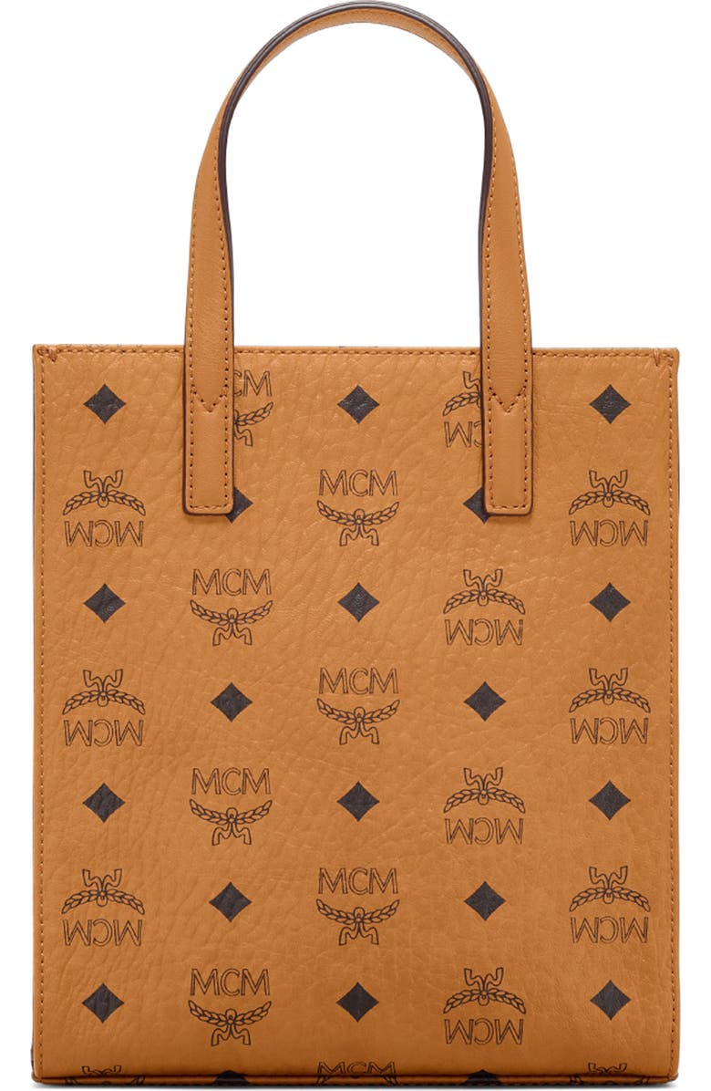 MCM Visetos Coated Canvas Mini Tote, Alternate, color, Cognac
