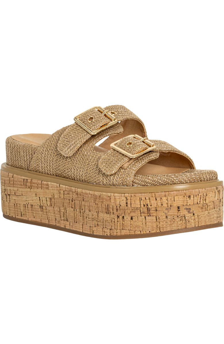 SHUSHOP Lucinda Platform Wedge Slide Sandal, Main, color, Natural Woven