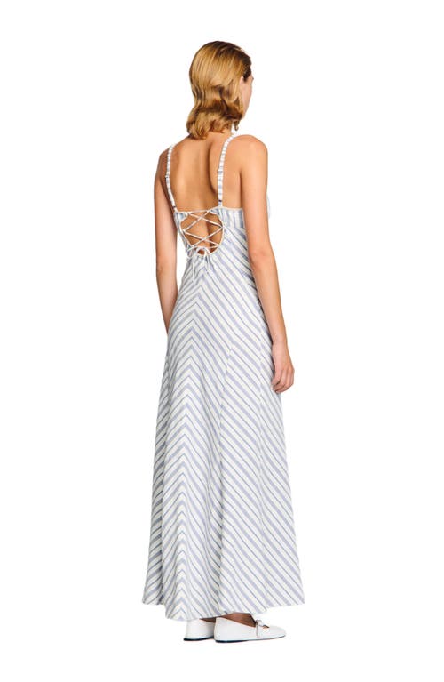 Sandro Stripy Maxi Dress With Straps In White