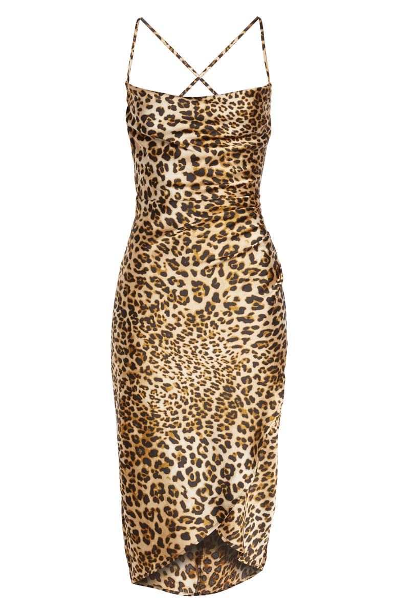 MOON RIVER Cowl Neck Leopard Print Midi Dress, Alternate, color, 