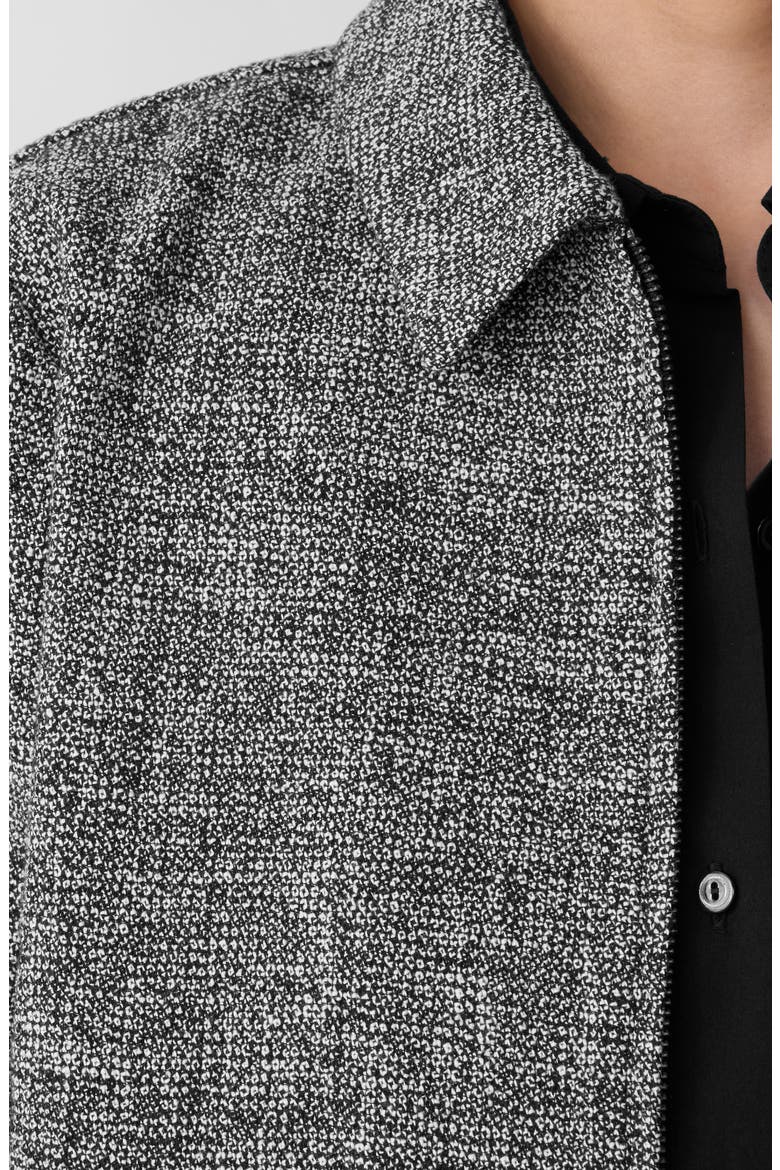 Collar Front Zip Stretch Organic Cotton Jacket, Alternate, color, BLACK/ WHITE