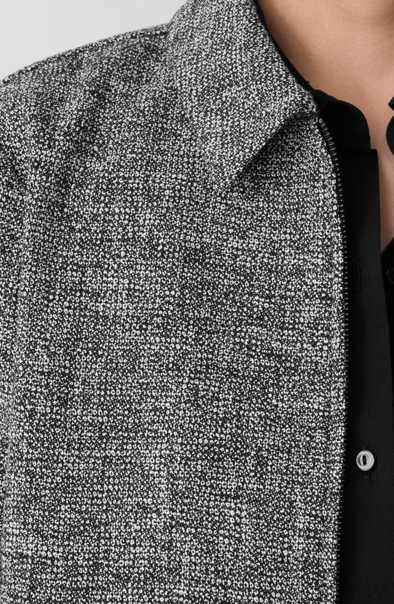 Eileen Fisher Collar Front Zip Stretch Organic Cotton Jacket, Alternate, color, Black/ White