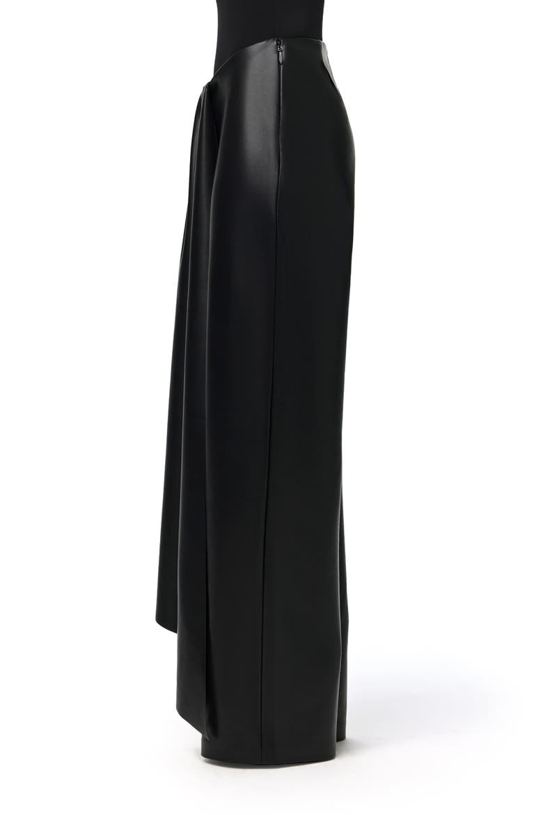 Drape Faux Leather Wide Leg Pants, Alternate, color, BLACK