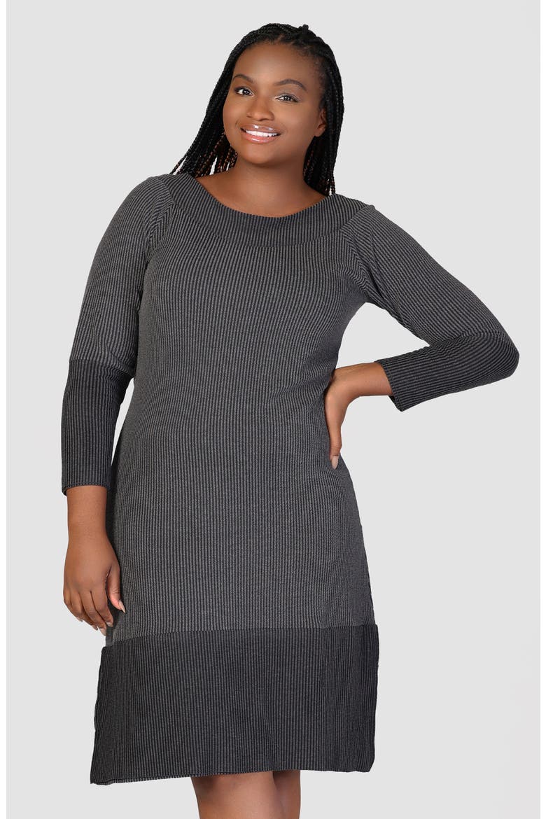 Rib Sweater Dress, Alternate, color, BLACK