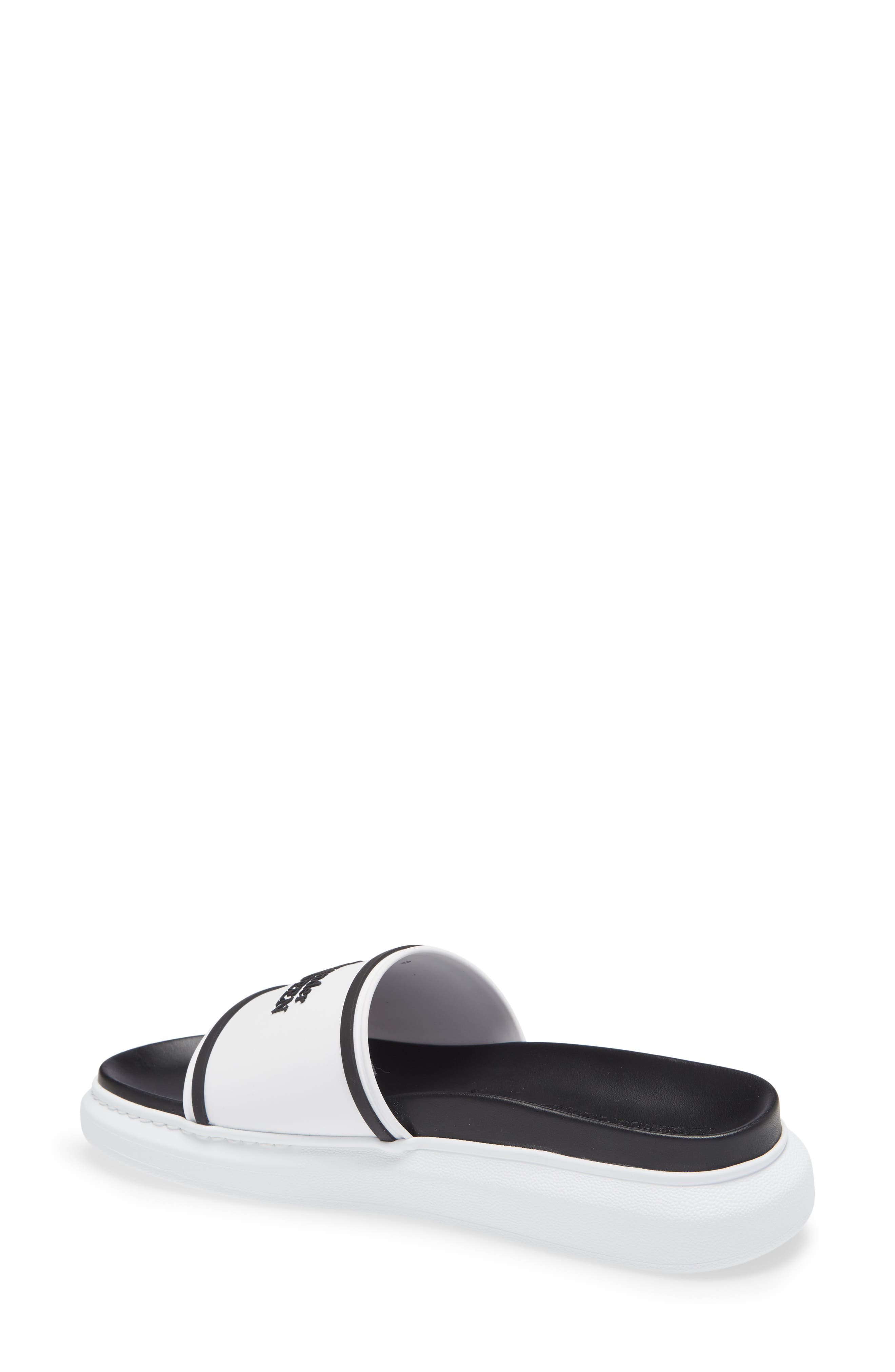 Alexander McQueen Logo Slide Sandal, Alternate, color, WHITE