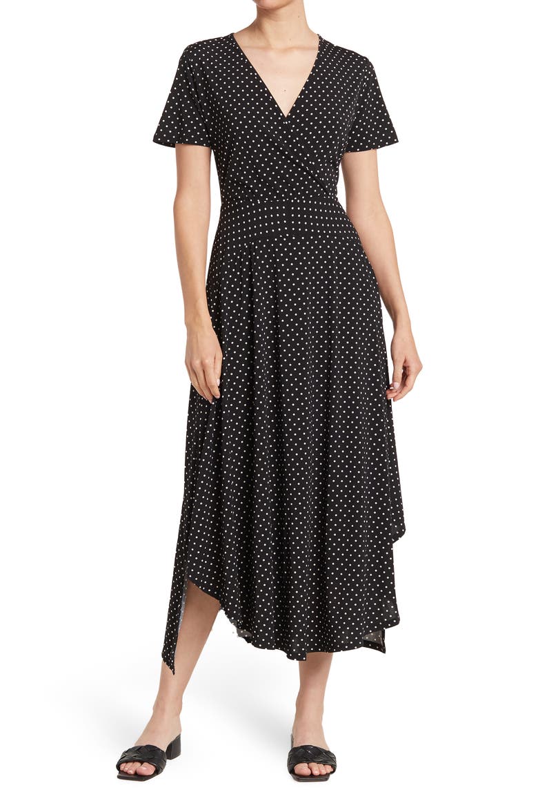 Colette Double Layer Maxi Dress, Main, color, BLACK/WHITE MICRO DOT