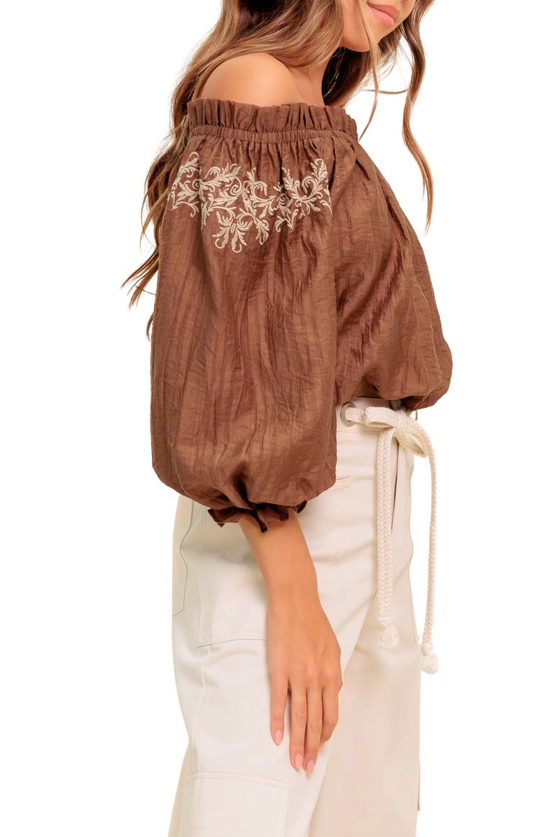 FLYING TOMATO Off The Shoulder Top, Alternate, color, Brown