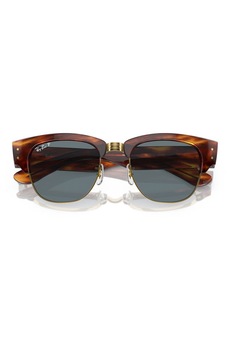 Mega Clubmaster 53mm Polarized Transition Square Sunglasses, Alternate, color, STRIPED HAVANA