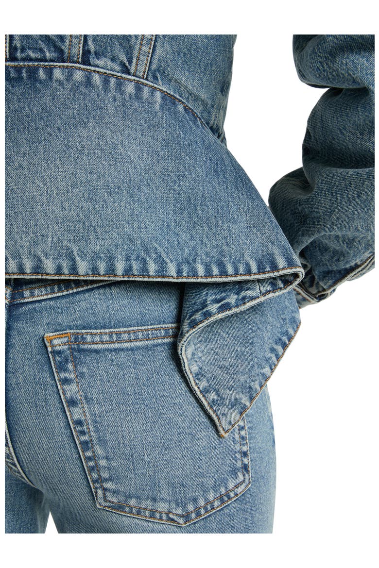 Faded Denim Peplum Jacket, Alternate, color, blue