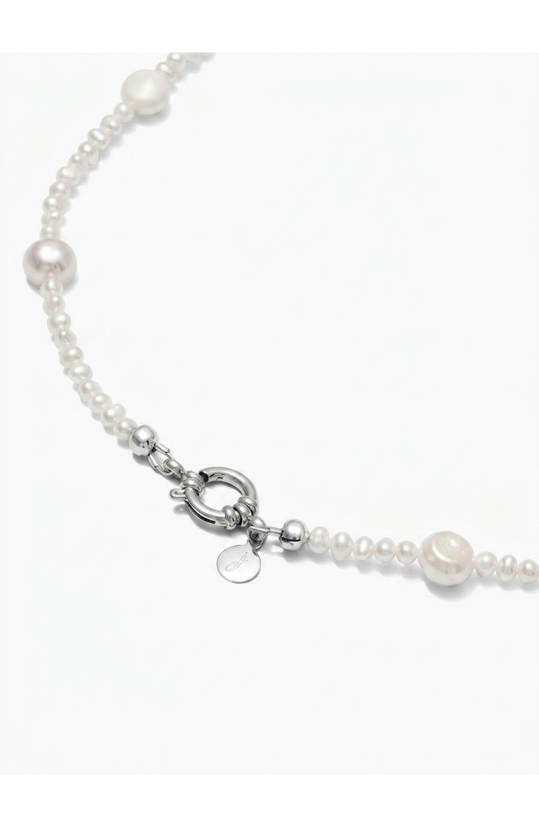 Joey Baby Kylie Pearl Strand Necklace & Drop Hoop Earring Set - Silver, Alternate, color, Metallic Silver