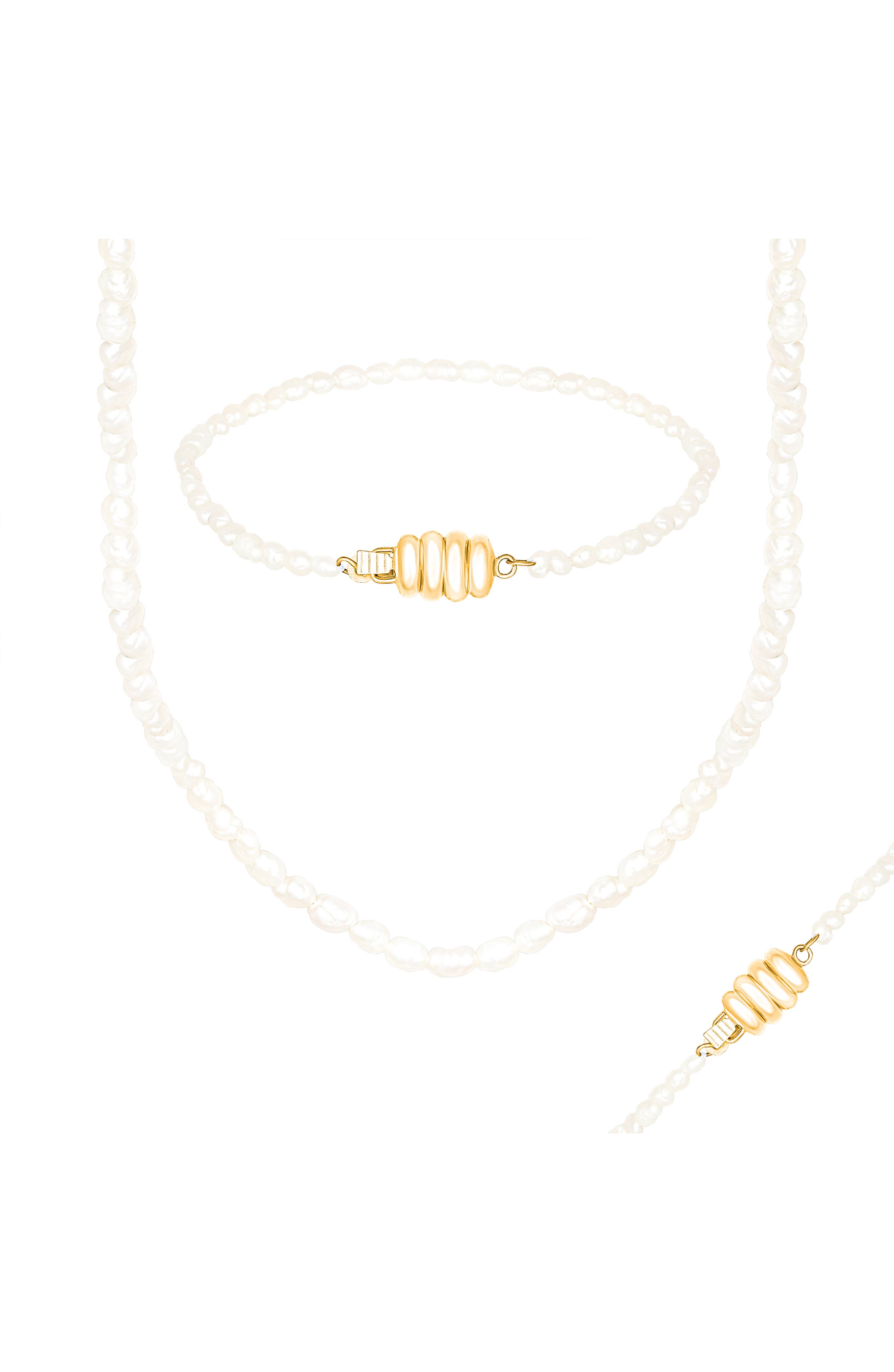 SPLENDID PEARLS Freshwater Pearl Necklace & Bracelet Set