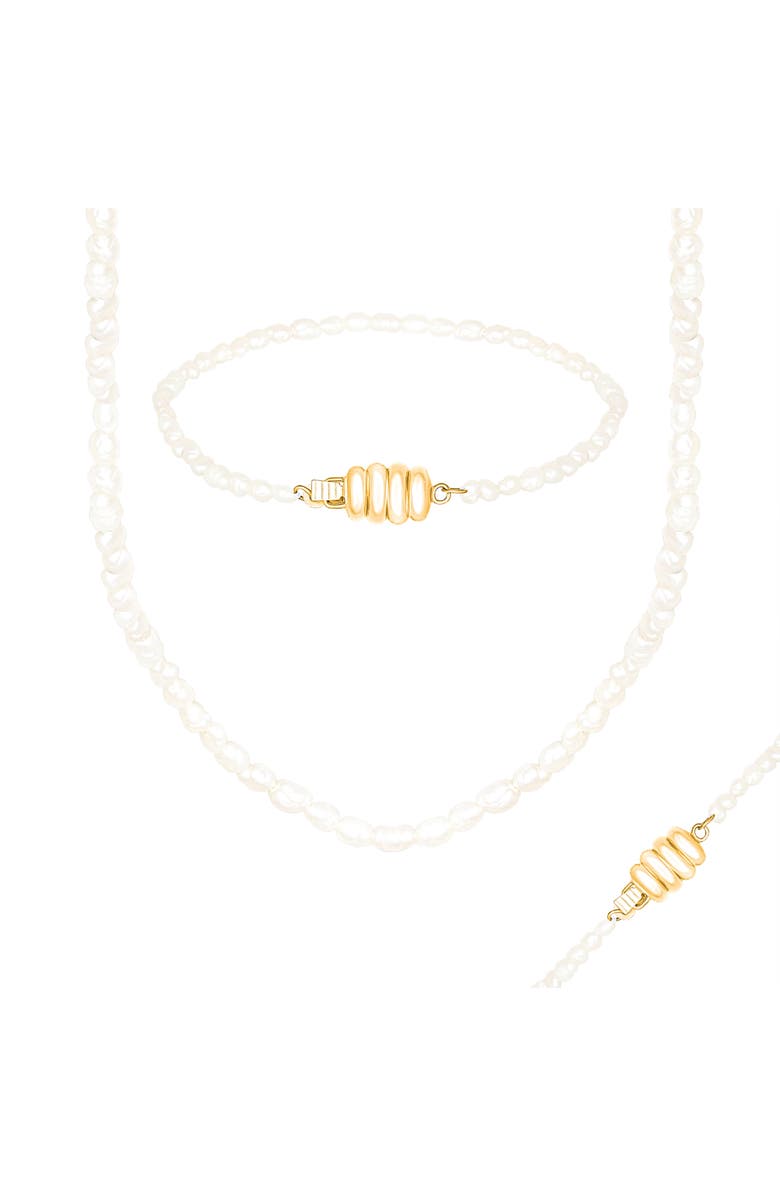 SPLENDID PEARLS Freshwater Pearl Necklace & Bracelet Set, Main, color, White