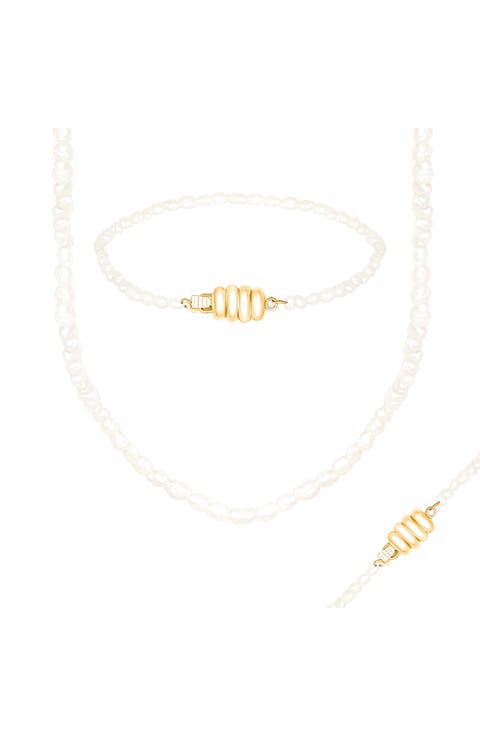 Freshwater Pearl Necklace & Bracelet Set
