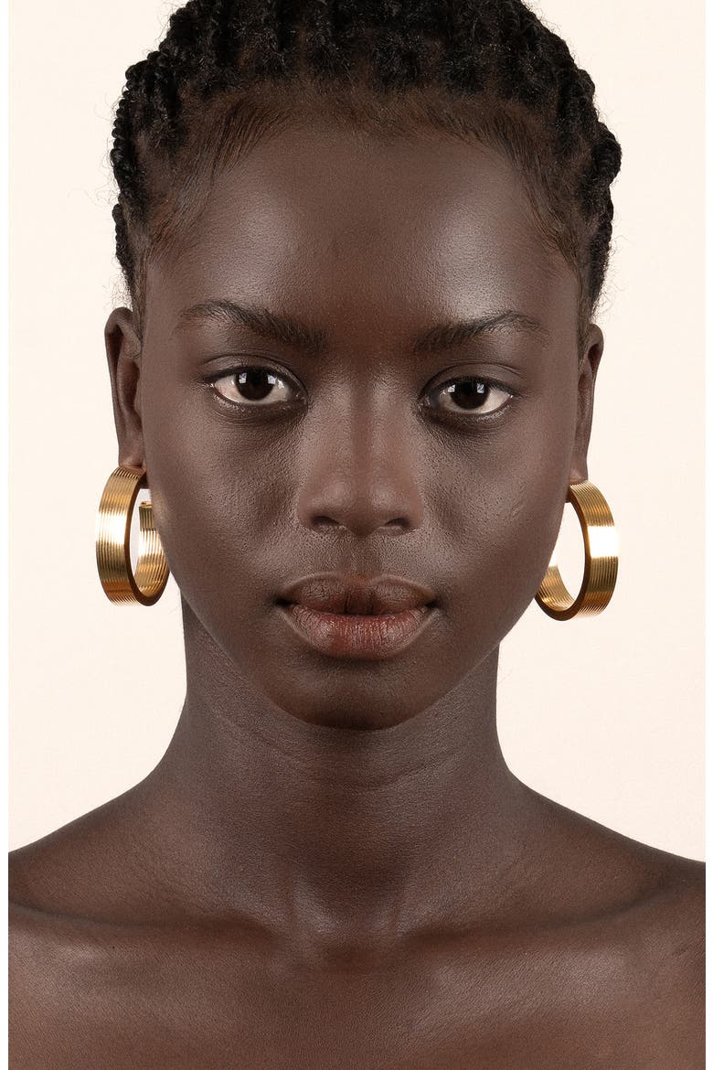Large Signora Hollow Hoop Earrings, Alternate, color, YELLOW GOLD