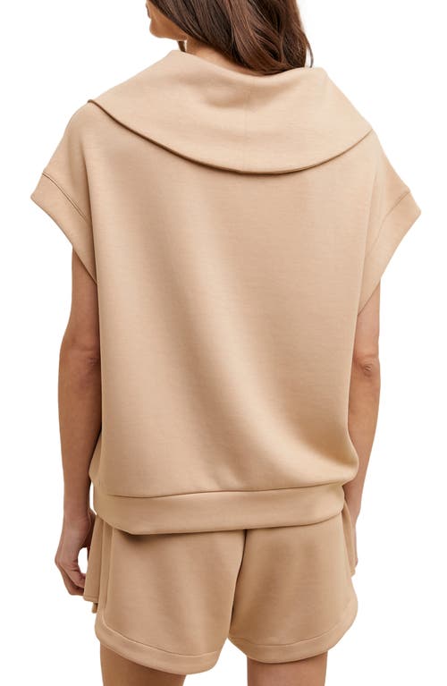 Shop Wishlist Scuba Half Zip Muscle Top In Taupe