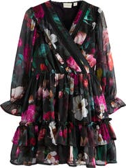 Baker by Ted Baker Kids' Floral Print Long Sleeve Chiffon Dress