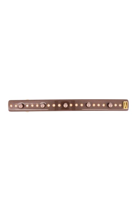 Brown Pearls And Crystals Acetate Barrette
