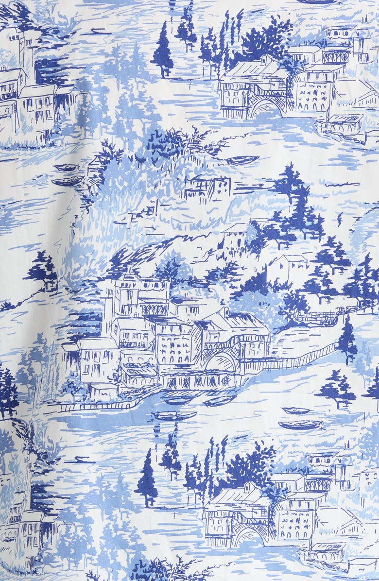 SUGARLIPS Kearny Floral Print Poplin Top, Alternate, color, Wht-Blues-Mult