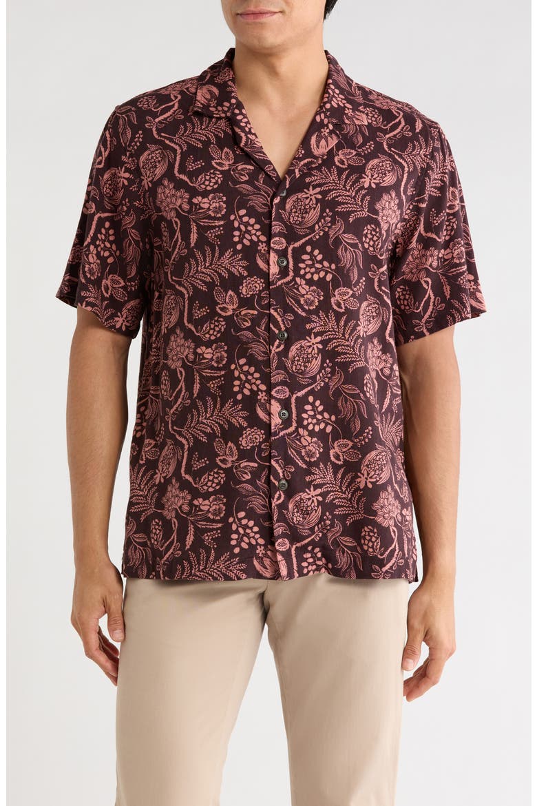 Floral Motif Camp Shirt, Main, color, MOLE