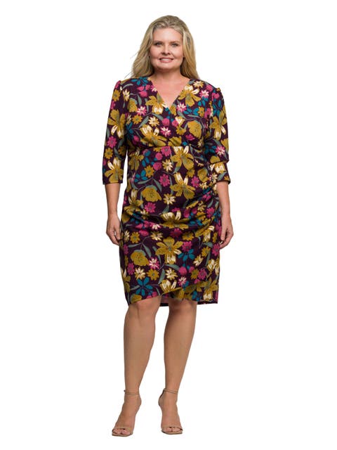 Floral Print Faux Wrap Dress