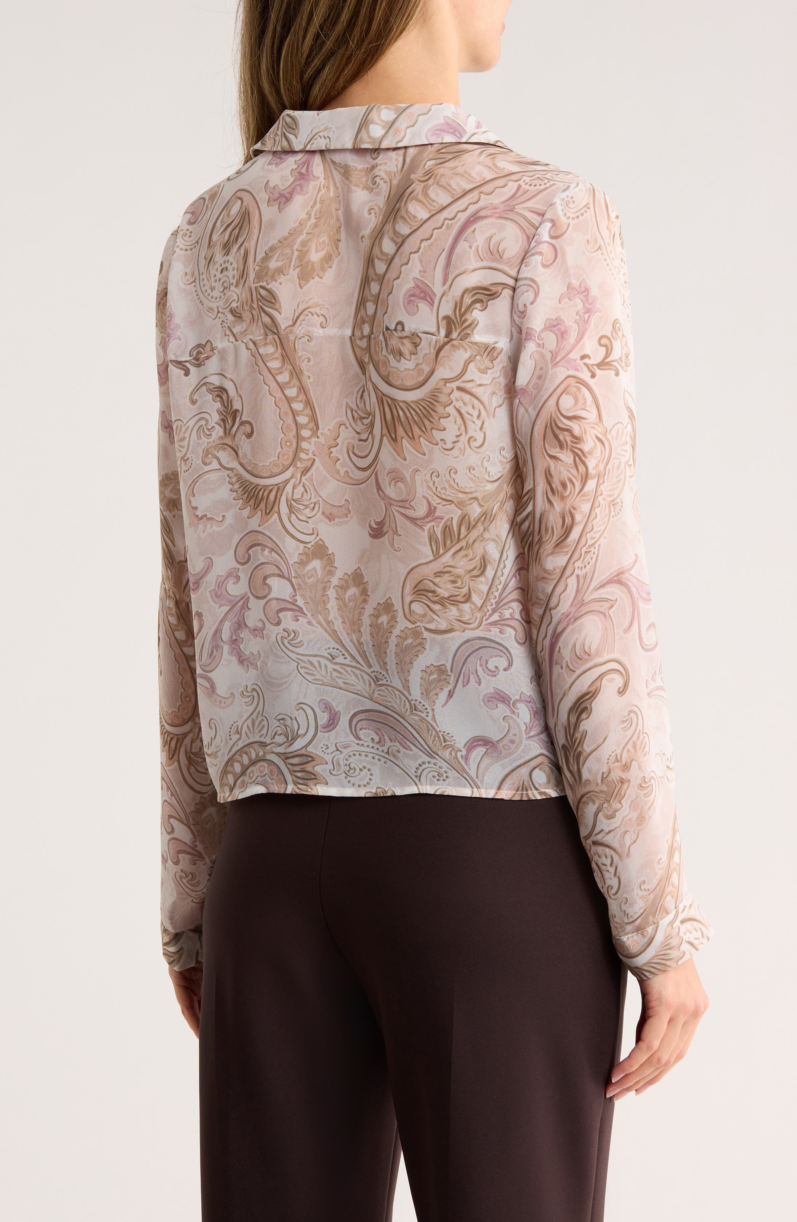 Print Long Sleeve Crop Blouse - image 4