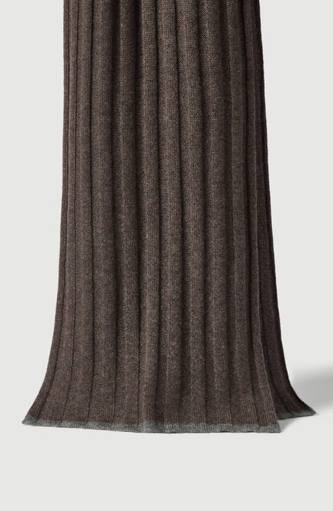 Cashmere rib knit scarf