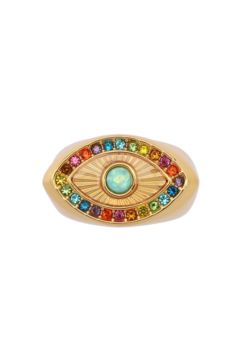 Rainbow Evil Eye Cocktail Ring, Alternate, color, GOLD MULTI