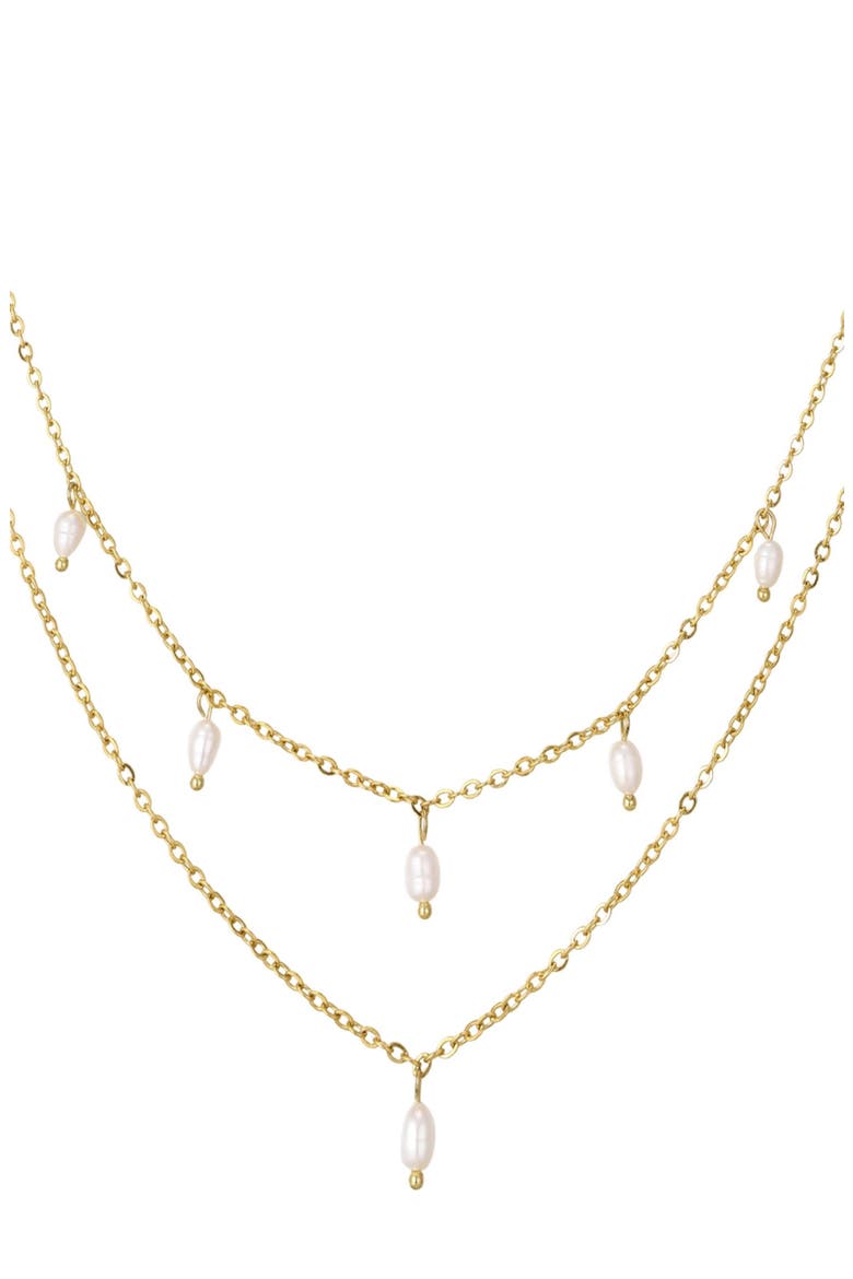 Set of 2 Assorted Freshwater Pearl Necklaces, Main, color, GOLD/ WHITE