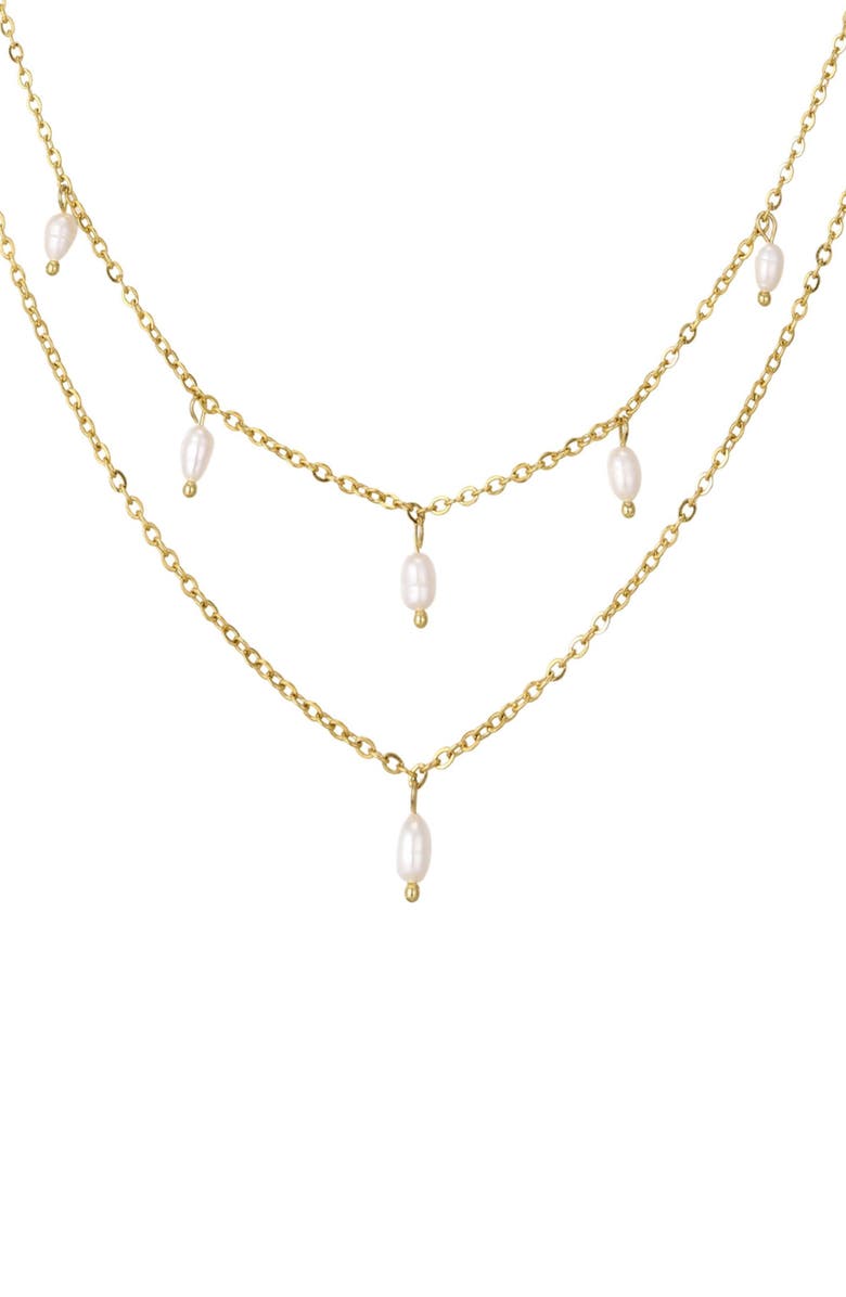 st. Moran Set of 2 Assorted Freshwater Pearl Necklaces, Main, color, Gold/ White