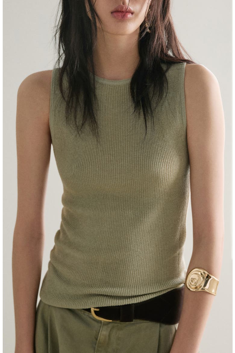 Top Knot Sleeveless Top, Main, color, AQUA GREEN