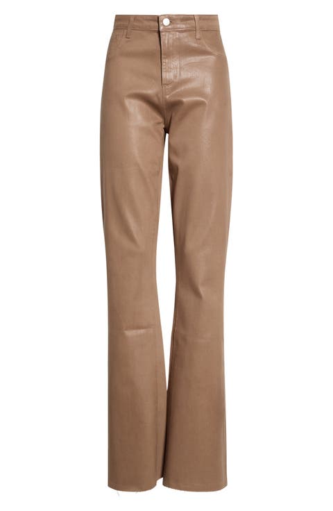 Clayton Coated Raw Hem Wide Leg Jeans